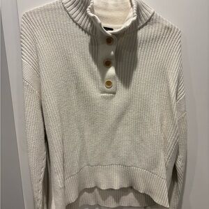 Banana Republic Cream Knit Turtleneck Sweater with Button Placket